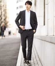 KWJGJ03139 a.v.v MEN(アー・ヴェ・ヴェ) 【洗濯機で洗える/セットアップ対応】メランジストレッチテーラードジャケット ダークグレー