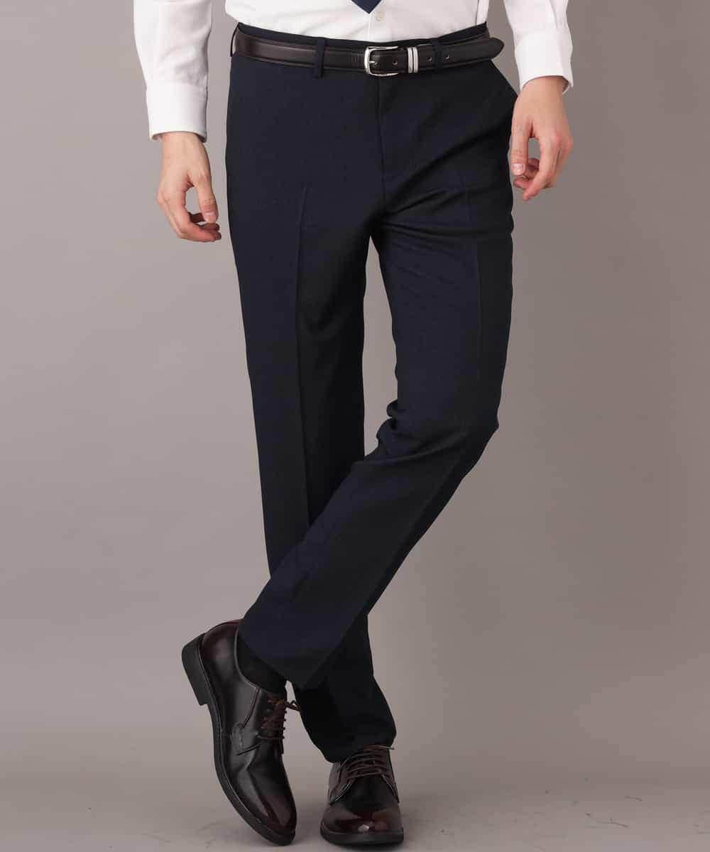 KWLEJ01089 a.v.v MEN(アー・ヴェ・ヴェ) 【セットアップ対応】メランジストレッチスラックス ネイビー