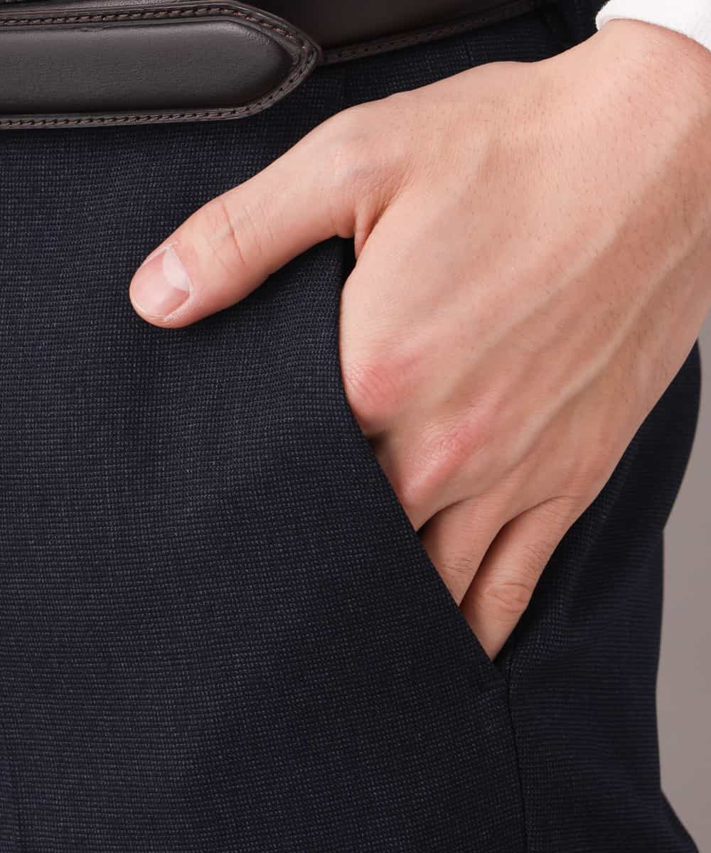 KWLEJ01089 a.v.v MEN(アー・ヴェ・ヴェ) 【セットアップ対応】メランジストレッチスラックス ネイビー