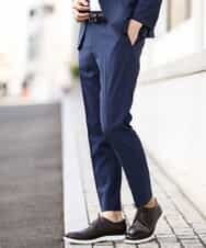 KWLGJ02079 a.v.v MEN(アー・ヴェ・ヴェ) 【洗濯機で洗える/セットアップ対応】ハウンドトゥースストレッチスラックス ネイビー