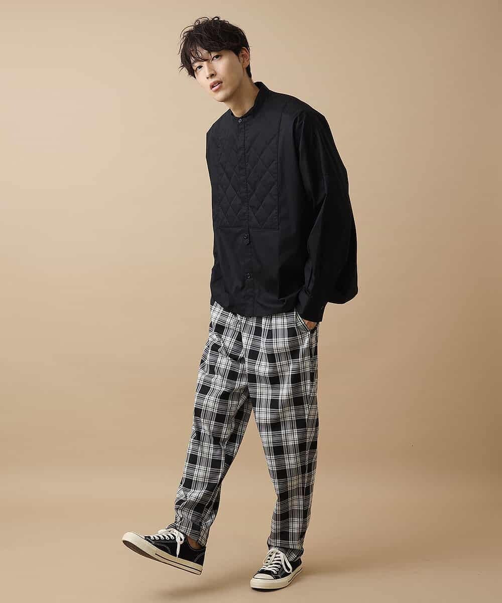 MABJL85127 MK MICHEL KLEIN HOMME(MKミッシェルクランオム) キルトフロントドルマンシャツ ブラック