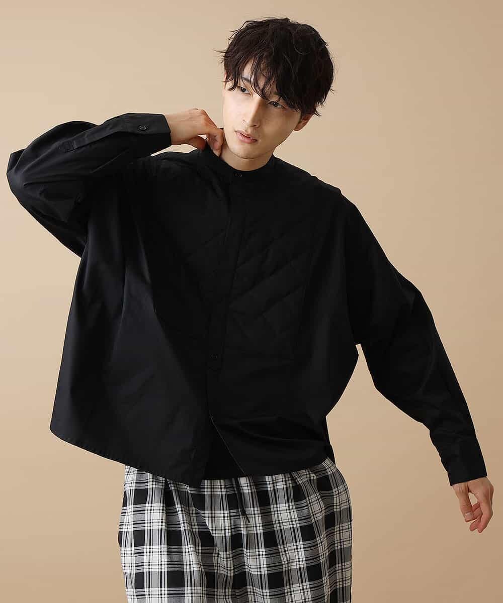 MABJL85127 MK MICHEL KLEIN HOMME(MKミッシェルクランオム) キルトフロントドルマンシャツ ブラック