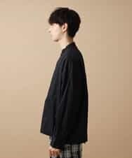 MABJL85127 MK MICHEL KLEIN HOMME(MKミッシェルクランオム) キルトフロントドルマンシャツ ブラック