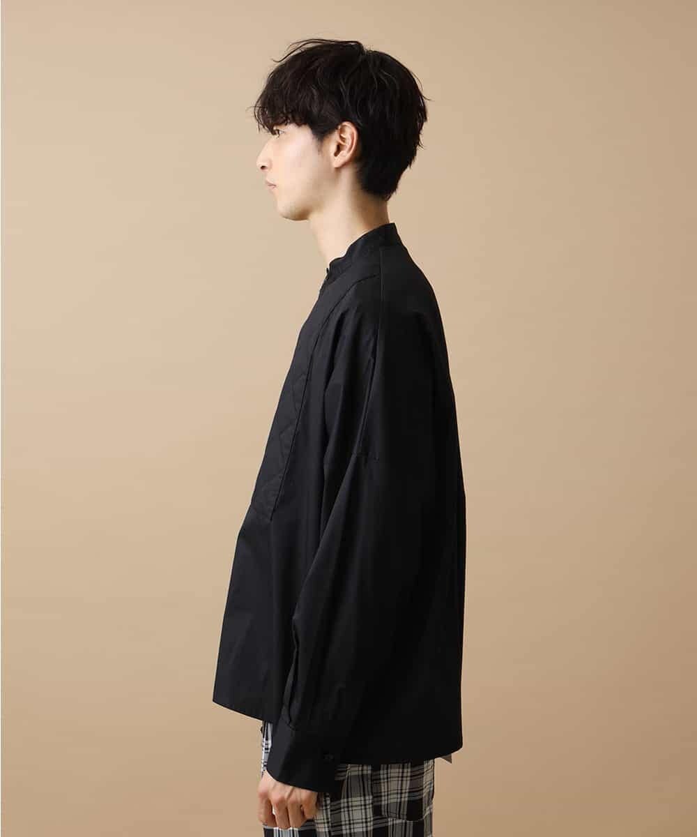 MABJL85127 MK MICHEL KLEIN HOMME(MKミッシェルクランオム) キルトフロントドルマンシャツ ブラック