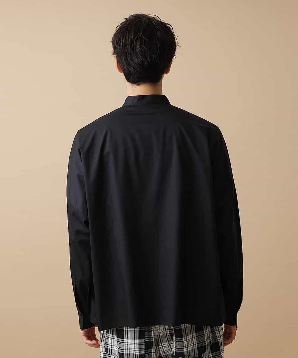 MABJL85127 MK MICHEL KLEIN HOMME(MKミッシェルクランオム) キルトフロントドルマンシャツ ブラック