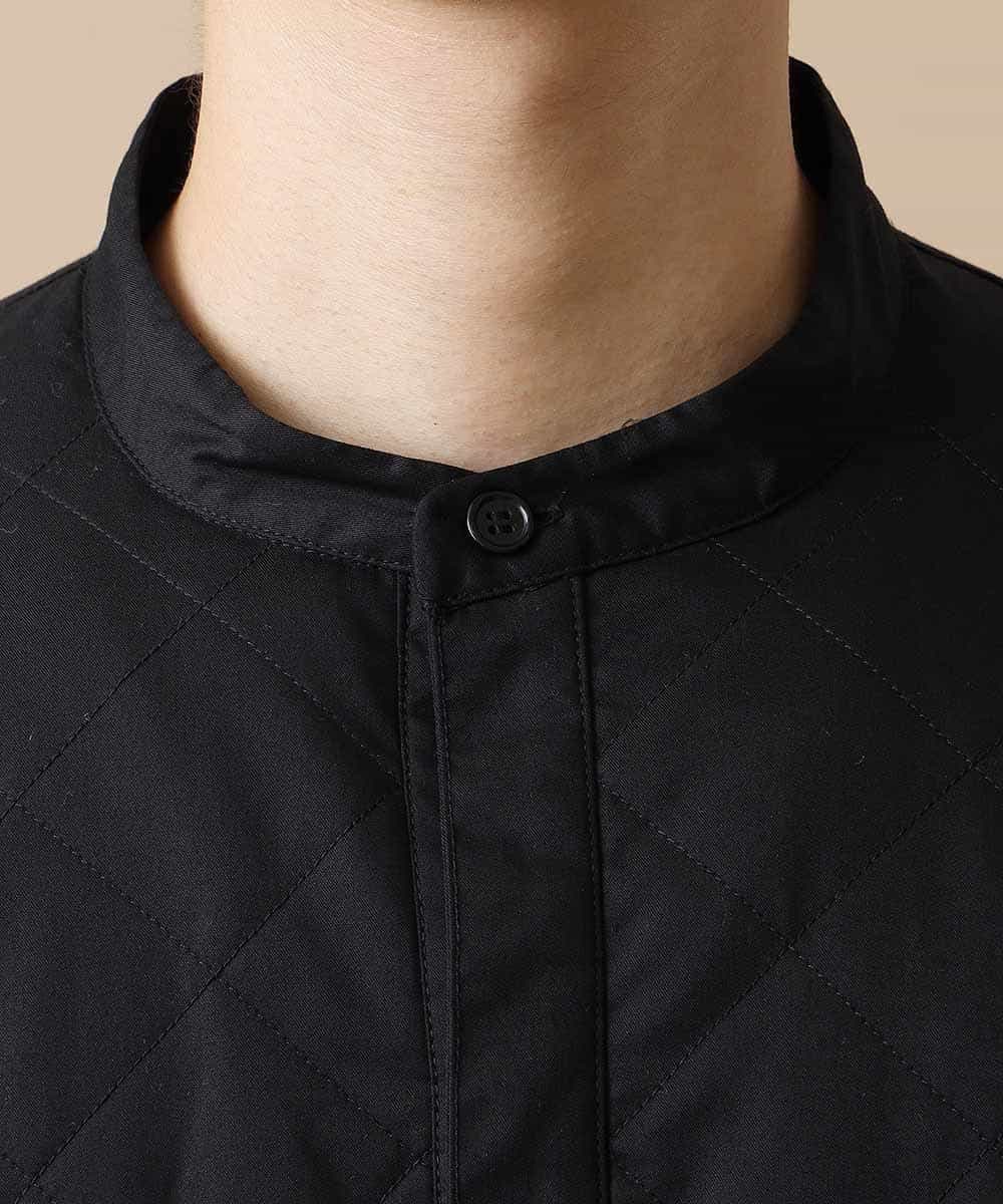 MABJL85127 MK MICHEL KLEIN HOMME(MKミッシェルクランオム) キルトフロントドルマンシャツ ブラック