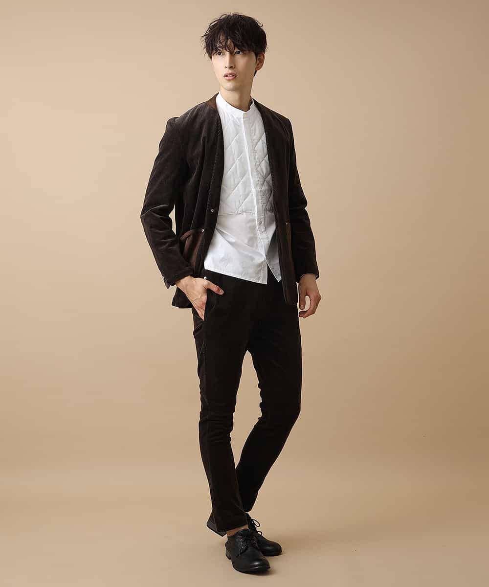 MADAO87172 MK MICHEL KLEIN HOMME(MKミッシェルクランオム) ノーカラージャケット ブラウン