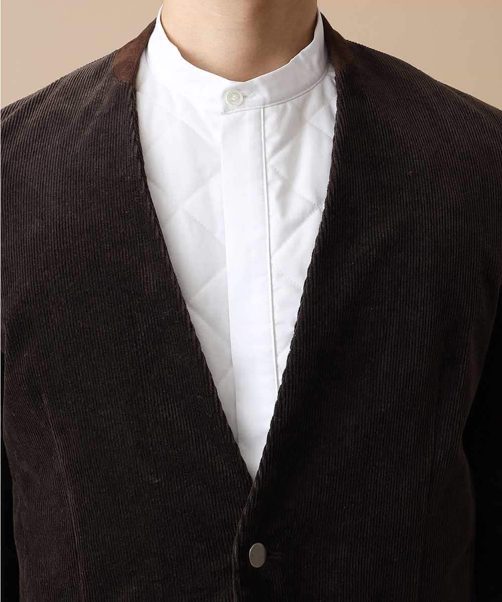 MADAO87172 MK MICHEL KLEIN HOMME(MKミッシェルクランオム) ノーカラージャケット ブラウン
