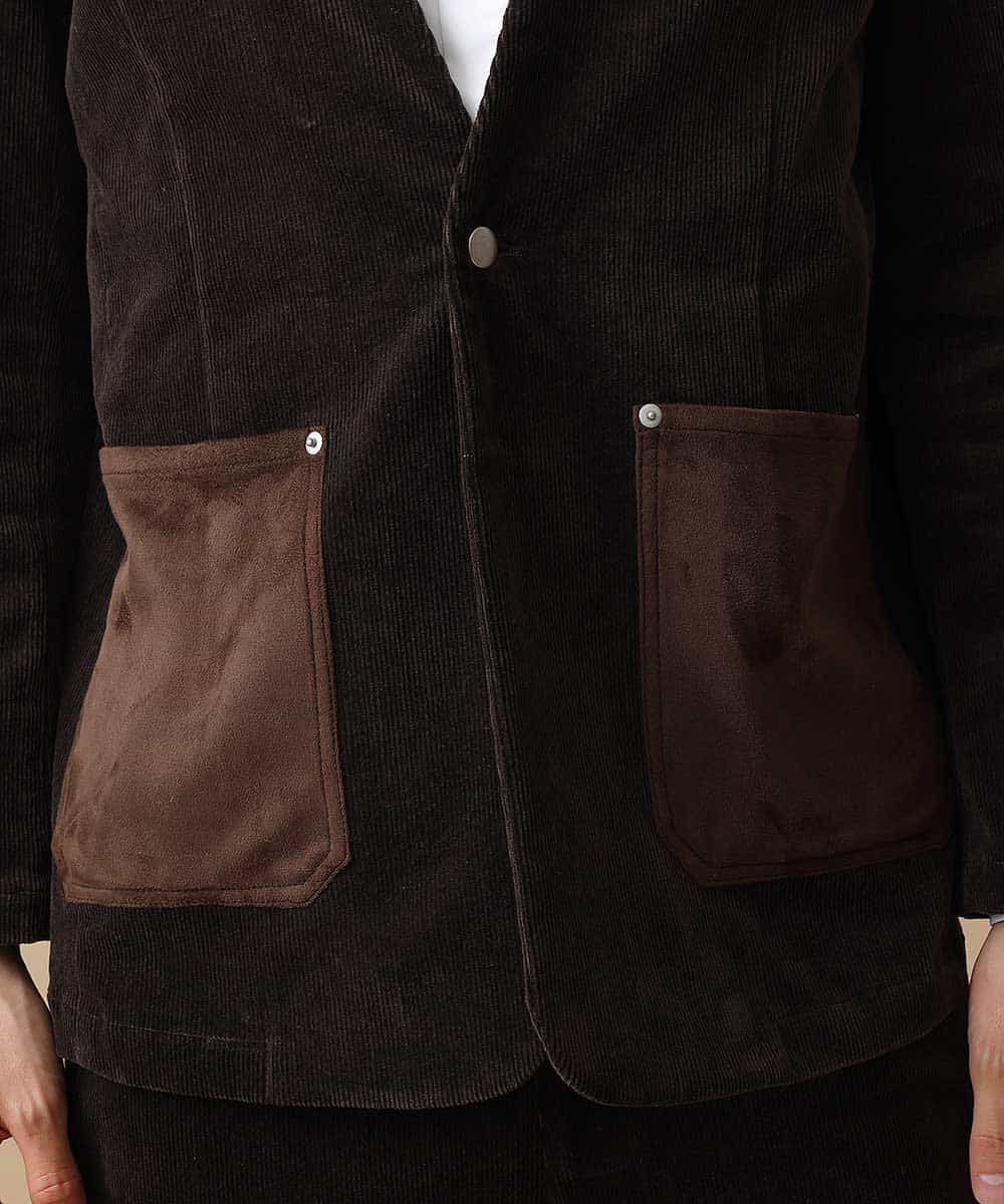 MADAO87172 MK MICHEL KLEIN HOMME(MKミッシェルクランオム) ノーカラージャケット ブラウン