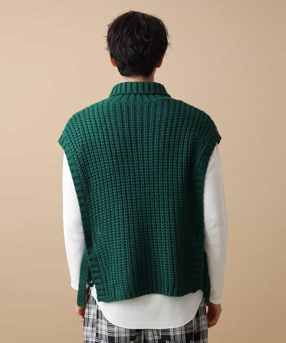 MAIJL86089 MK MICHEL KLEIN HOMME(MKミッシェルクランオム) タートルポンチョベスト グリーン