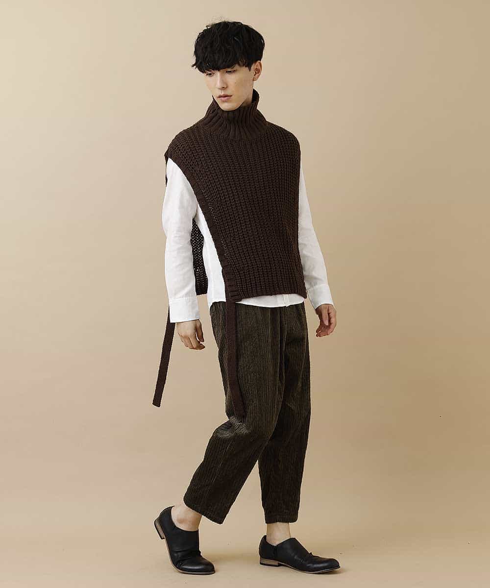 MAIJL86089 MK MICHEL KLEIN HOMME(MKミッシェルクランオム) タートルポンチョベスト ブラウン