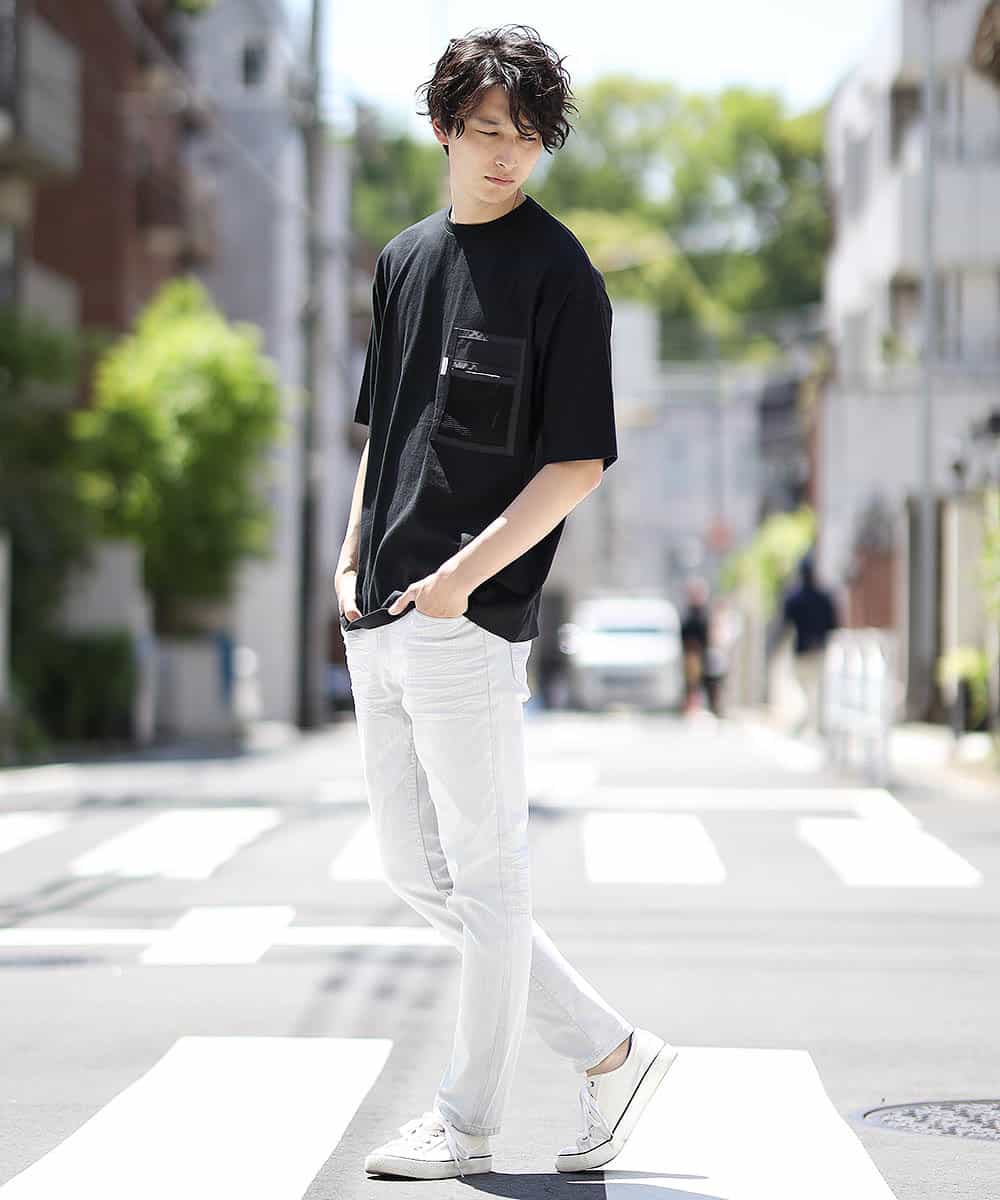 MAKGK87054 MK MICHEL KLEIN HOMME(MKミッシェルクランオム) カットソー／スーパーサンクス メッシュポケット ブラック(94)