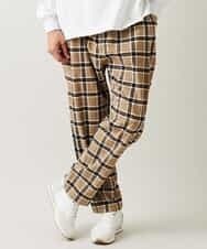 MALJL80127 MK MICHEL KLEIN HOMME(MKミッシェルクランオム) パンツ／タックワイド　チェック ベージュ