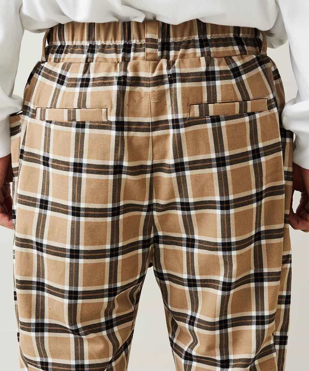 MALJL80127 MK MICHEL KLEIN HOMME(MKミッシェルクランオム) パンツ／タックワイド　チェック ベージュ