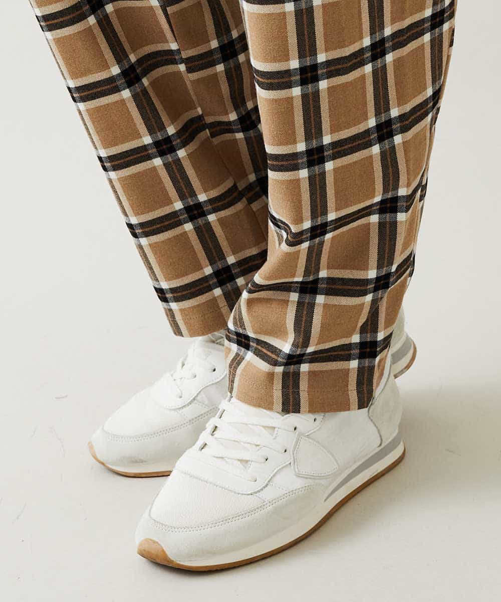 MALJL80127 MK MICHEL KLEIN HOMME(MKミッシェルクランオム) パンツ／タックワイド　チェック ベージュ