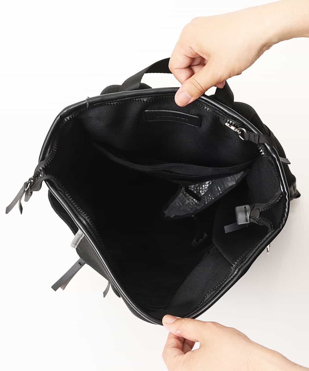 MD5GN32136 MK MICHEL KLEIN HOMME(MKミッシェルクランオム) ボンディングパンチングリュック ブラック