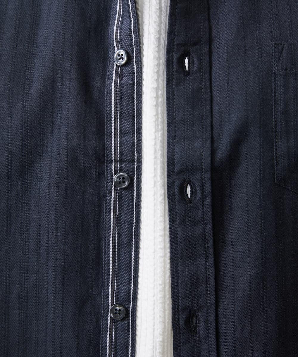 MKBAA53120 MK MICHEL KLEIN HOMME(MKミッシェルクランオム) 【日本製生地使用】長袖シャツ/ドビーリバーシブル ダークグレー