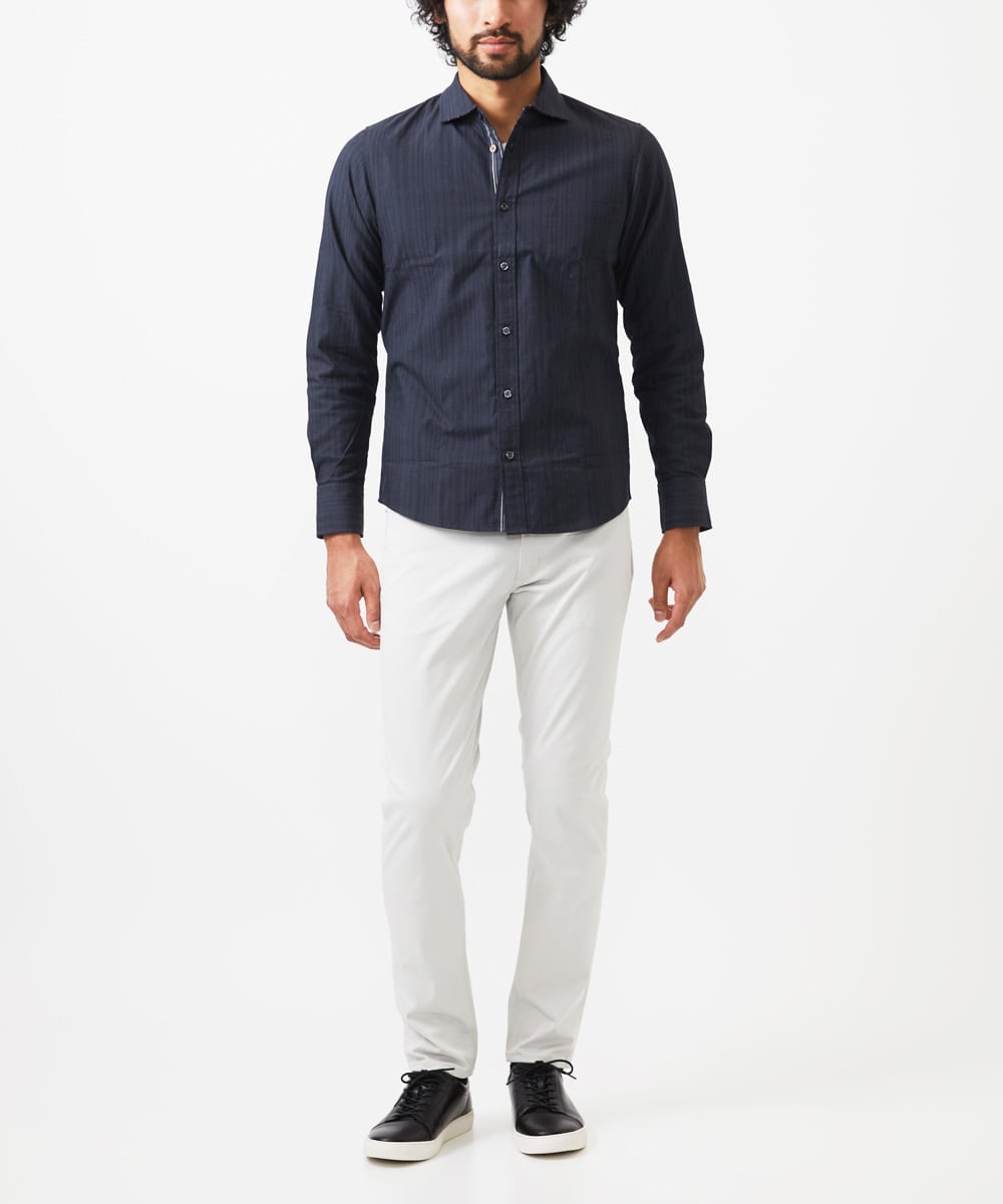 MKBAA53120 MK MICHEL KLEIN HOMME(MKミッシェルクランオム) 【日本製生地使用】長袖シャツ/ドビーリバーシブル ダークグレー