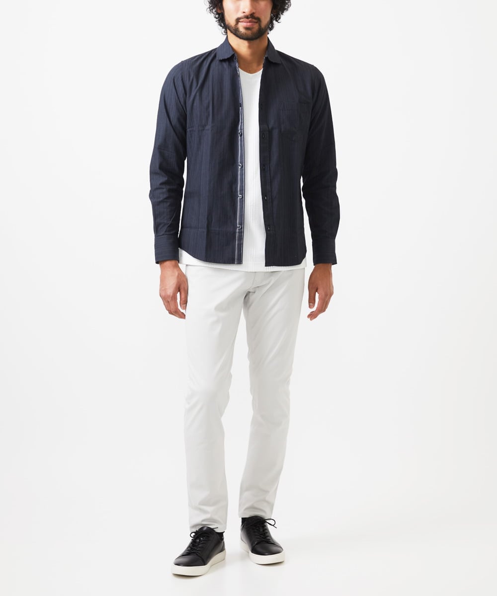 MKBAA53120 MK MICHEL KLEIN HOMME(MKミッシェルクランオム) 【日本製生地使用】長袖シャツ/ドビーリバーシブル ダークグレー