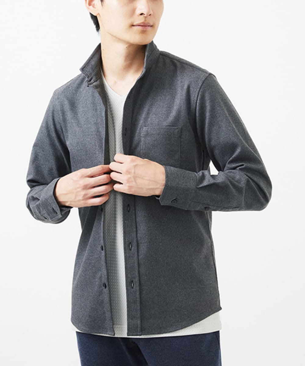 MKBAA65150 MK MICHEL KLEIN HOMME(MKミッシェルクランオム) 【ON/OFF対応】長袖シャツ/ソフトサーモダイヤカット グレー
