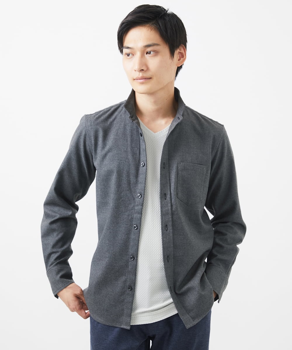 MKBAA65150 MK MICHEL KLEIN HOMME(MKミッシェルクランオム) 【ON/OFF対応】長袖シャツ/ソフトサーモダイヤカット グレー