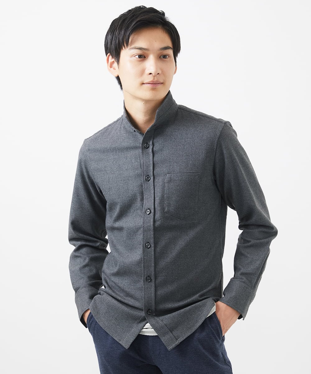 MKBAA65150 MK MICHEL KLEIN HOMME(MKミッシェルクランオム) 【ON/OFF対応】長袖シャツ/ソフトサーモダイヤカット グレー