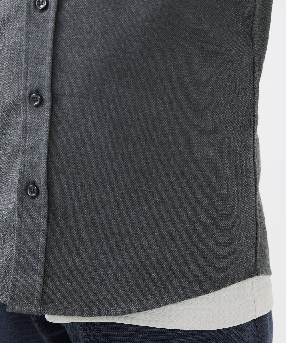 MKBAA65150 MK MICHEL KLEIN HOMME(MKミッシェルクランオム) 【ON/OFF対応】長袖シャツ/ソフトサーモダイヤカット グレー
