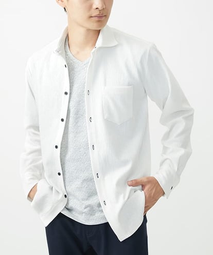 MKBAC22120 MK MICHEL KLEIN HOMME 【大きいサイズあり】長袖シャツ/楊柳ジャージ