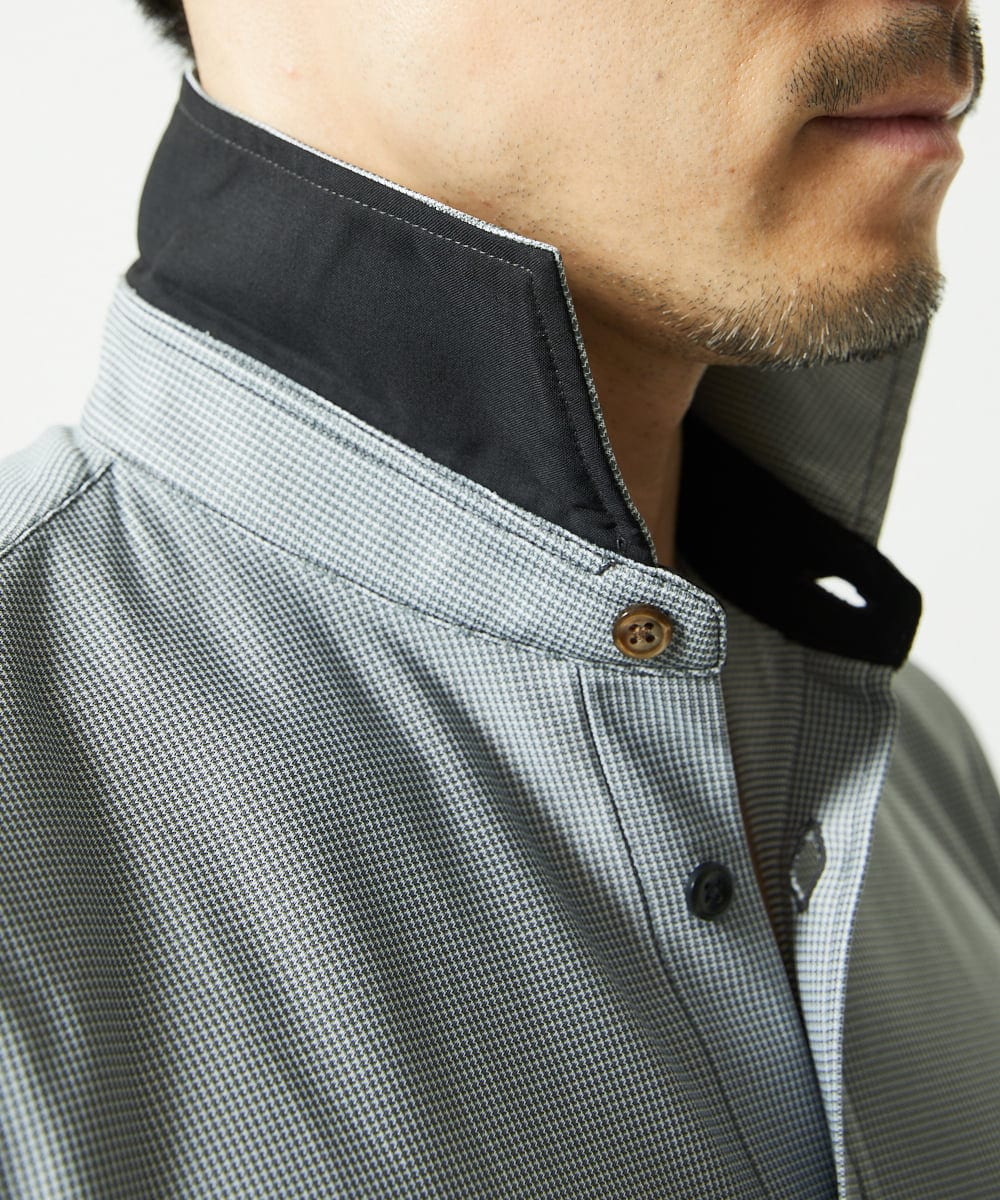 MKBAD50130 MK MICHEL KLEIN HOMME(MKミッシェルクランオム) アクティブセッター千鳥シャツ グレー