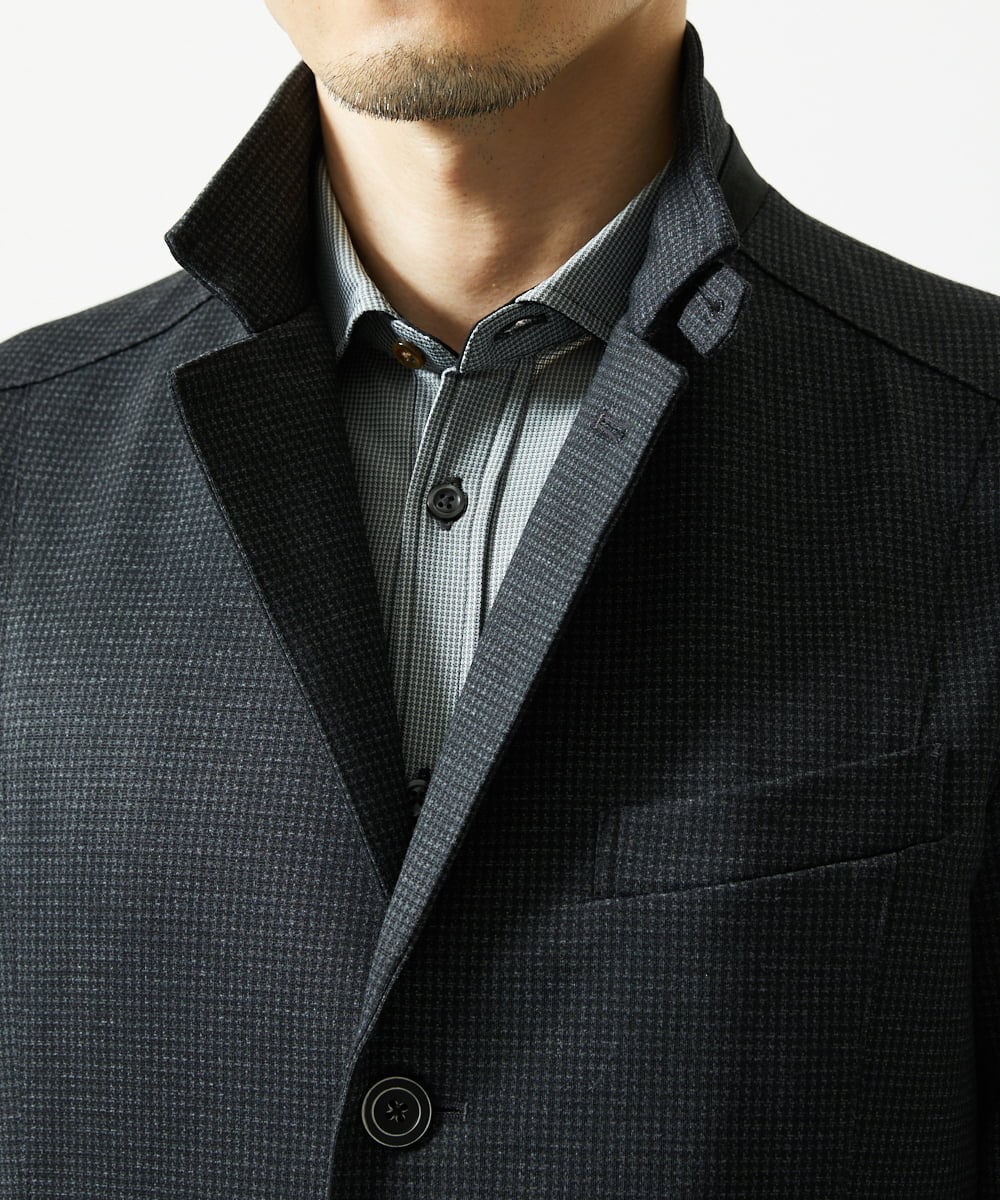 MKBAD50130 MK MICHEL KLEIN HOMME(MKミッシェルクランオム) アクティブセッター千鳥シャツ グレー