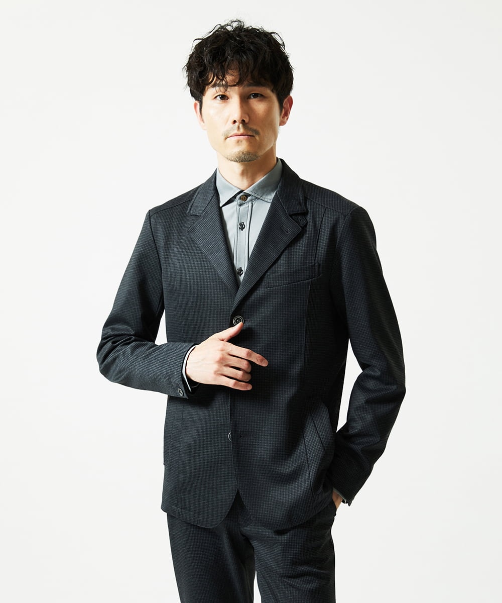 MKBAD50130 MK MICHEL KLEIN HOMME(MKミッシェルクランオム) アクティブセッター千鳥シャツ グレー