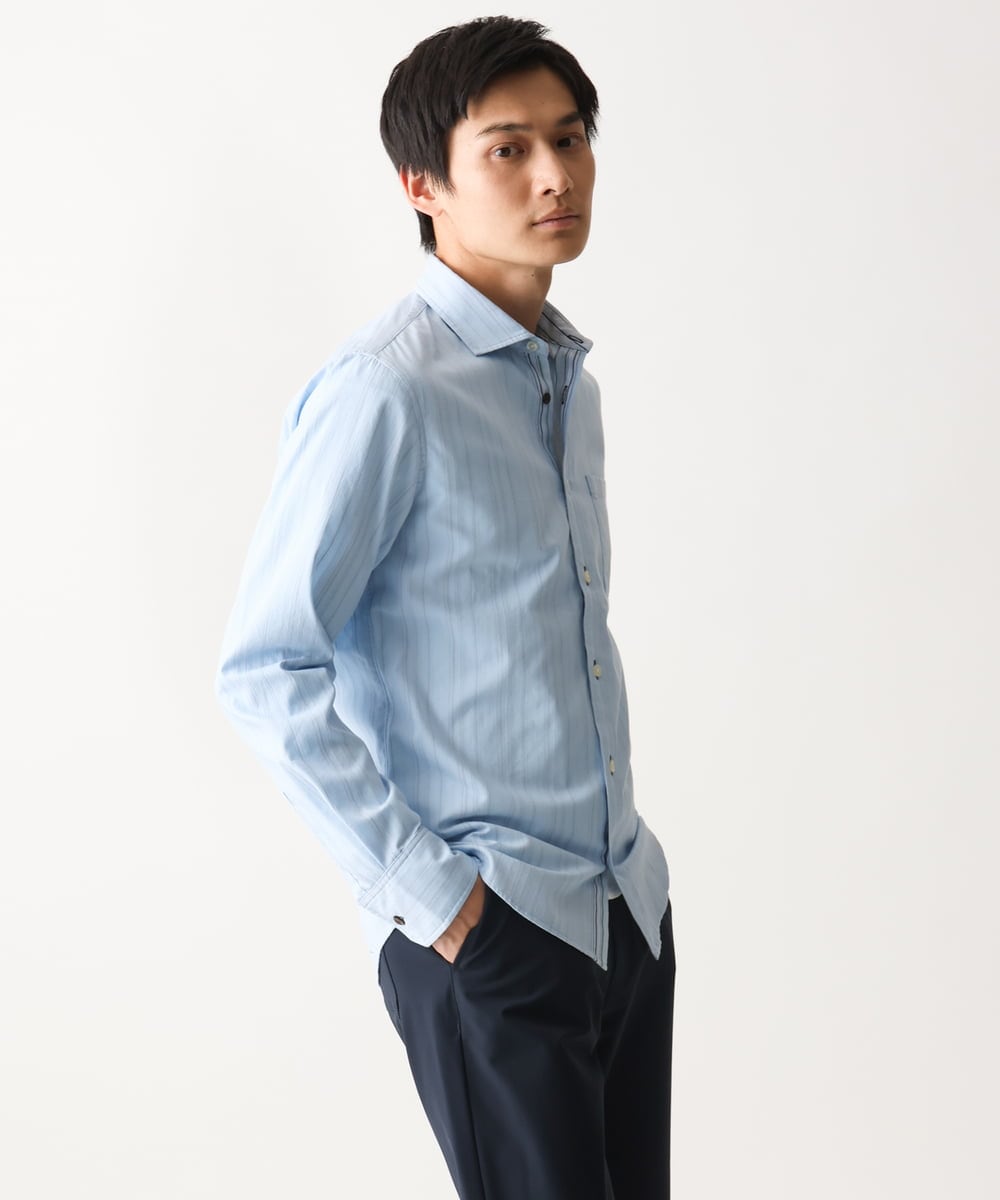 MKBAD53120 MK MICHEL KLEIN HOMME(MKミッシェルクランオム) 【洗える／日本製生地】ドビーリバーシブルシャツ ライトブルー
