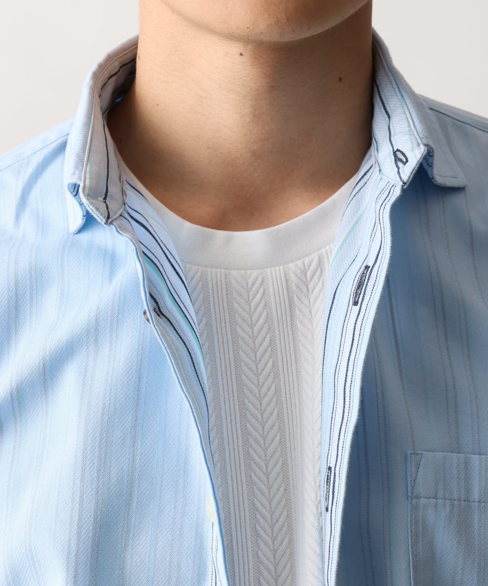 MKBAD53120 MK MICHEL KLEIN HOMME(MKミッシェルクランオム) 【洗える／日本製生地】ドビーリバーシブルシャツ ライトブルー