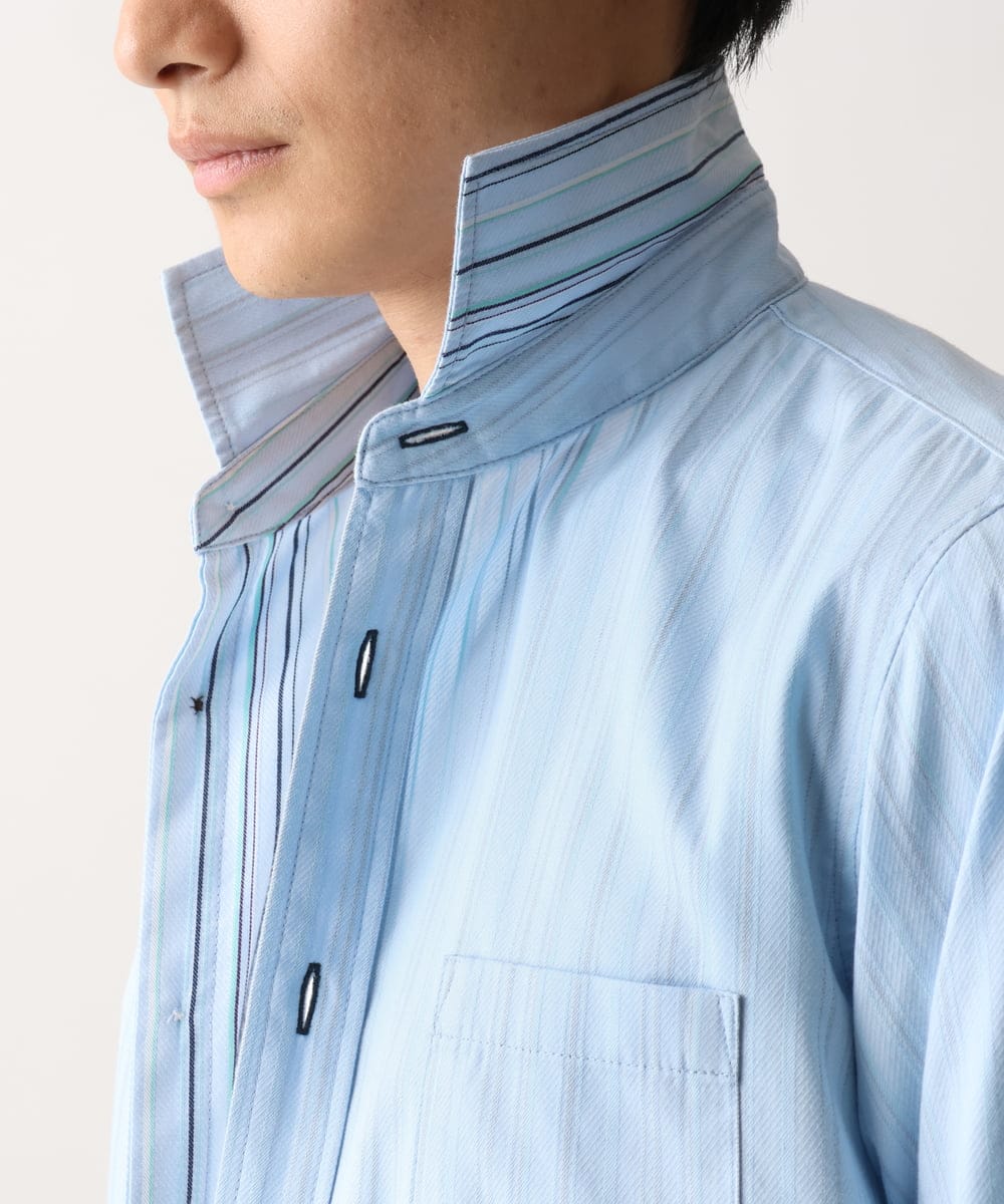 MKBAD53120 MK MICHEL KLEIN HOMME(MKミッシェルクランオム) 【洗える／日本製生地】ドビーリバーシブルシャツ ライトブルー