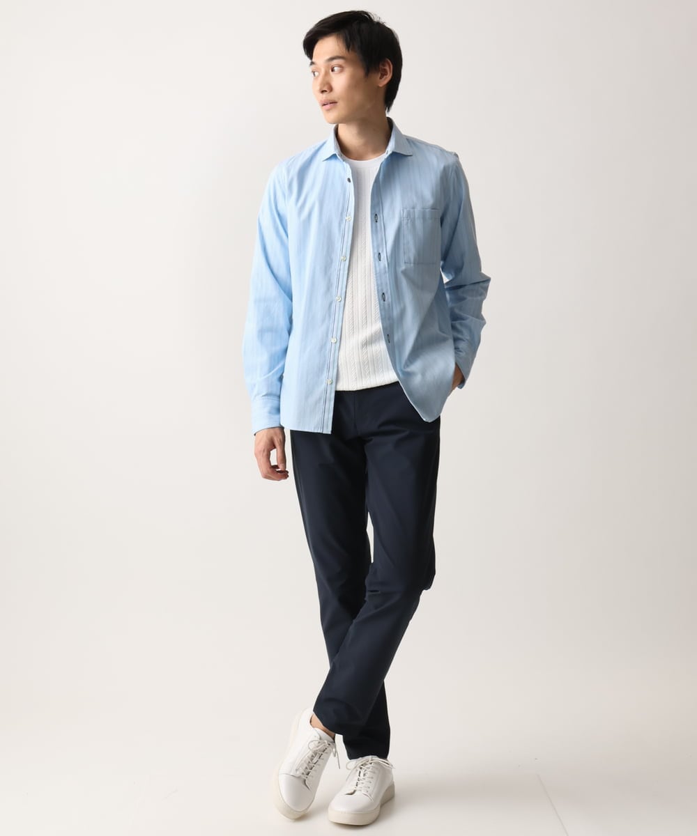 MKBAD53120 MK MICHEL KLEIN HOMME(MKミッシェルクランオム) 【洗える／日本製生地】ドビーリバーシブルシャツ ライトブルー