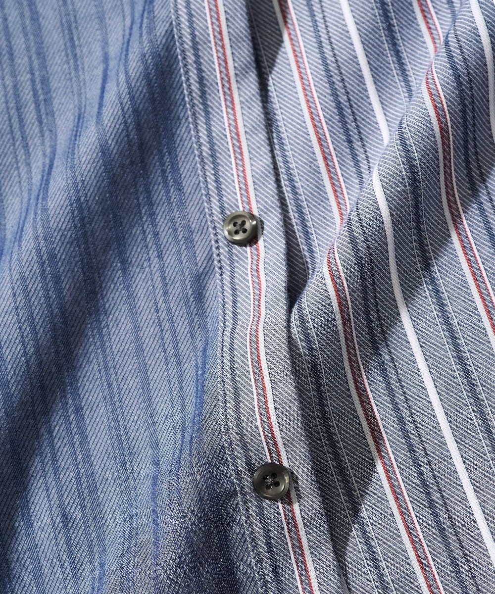 MKBAD53120 MK MICHEL KLEIN HOMME(MKミッシェルクランオム) 【洗える／日本製生地】ドビーリバーシブルシャツ ブルー