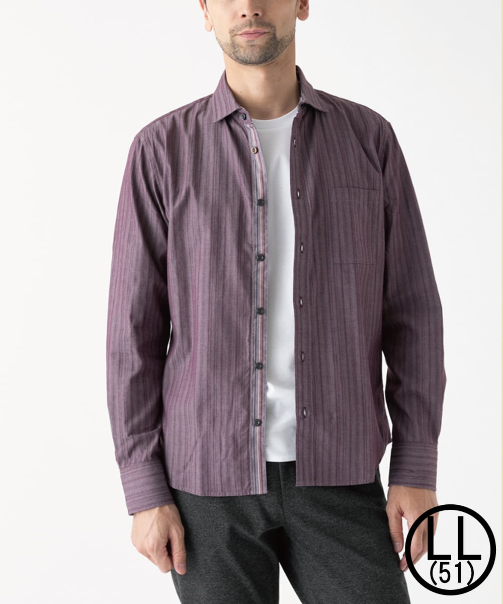 MKBAD53120 MK MICHEL KLEIN HOMME(MKミッシェルクランオム) 【洗える／日本製生地】ドビーリバーシブルシャツ パープル