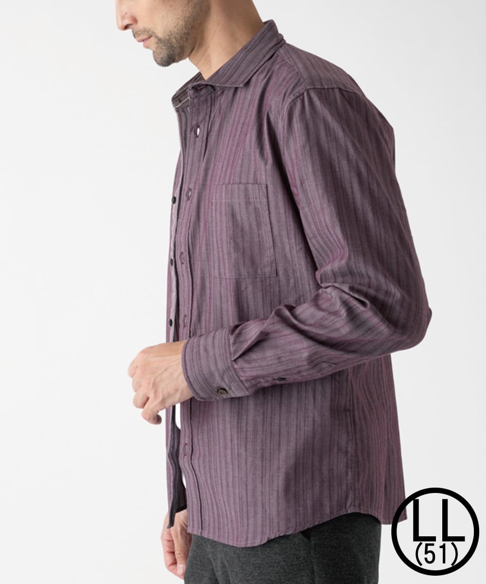 MKBAD53120 MK MICHEL KLEIN HOMME(MKミッシェルクランオム) 【洗える／日本製生地】ドビーリバーシブルシャツ パープル