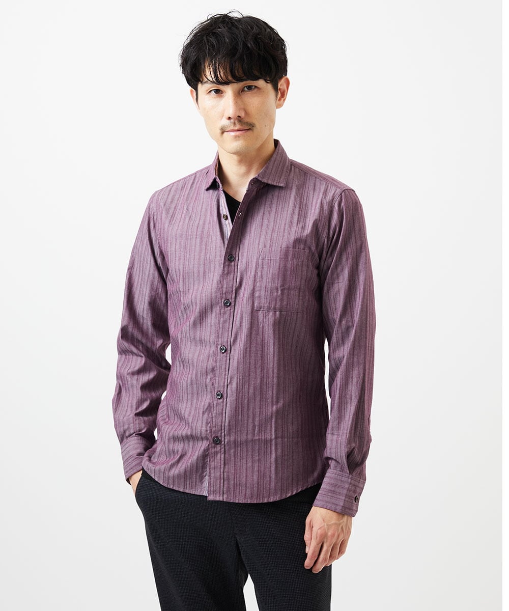 MKBAD53120 MK MICHEL KLEIN HOMME(MKミッシェルクランオム) 【洗える／日本製生地】ドビーリバーシブルシャツ パープル