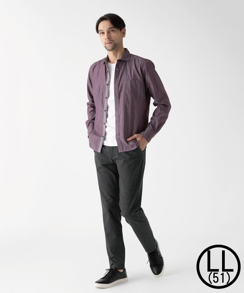 MKBAD53120 MK MICHEL KLEIN HOMME(MKミッシェルクランオム) 【洗える／日本製生地】ドビーリバーシブルシャツ パープル