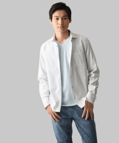 MKBAD53120 MK MICHEL KLEIN HOMME 【洗える／日本製生地】ドビーリバーシブルシャツ