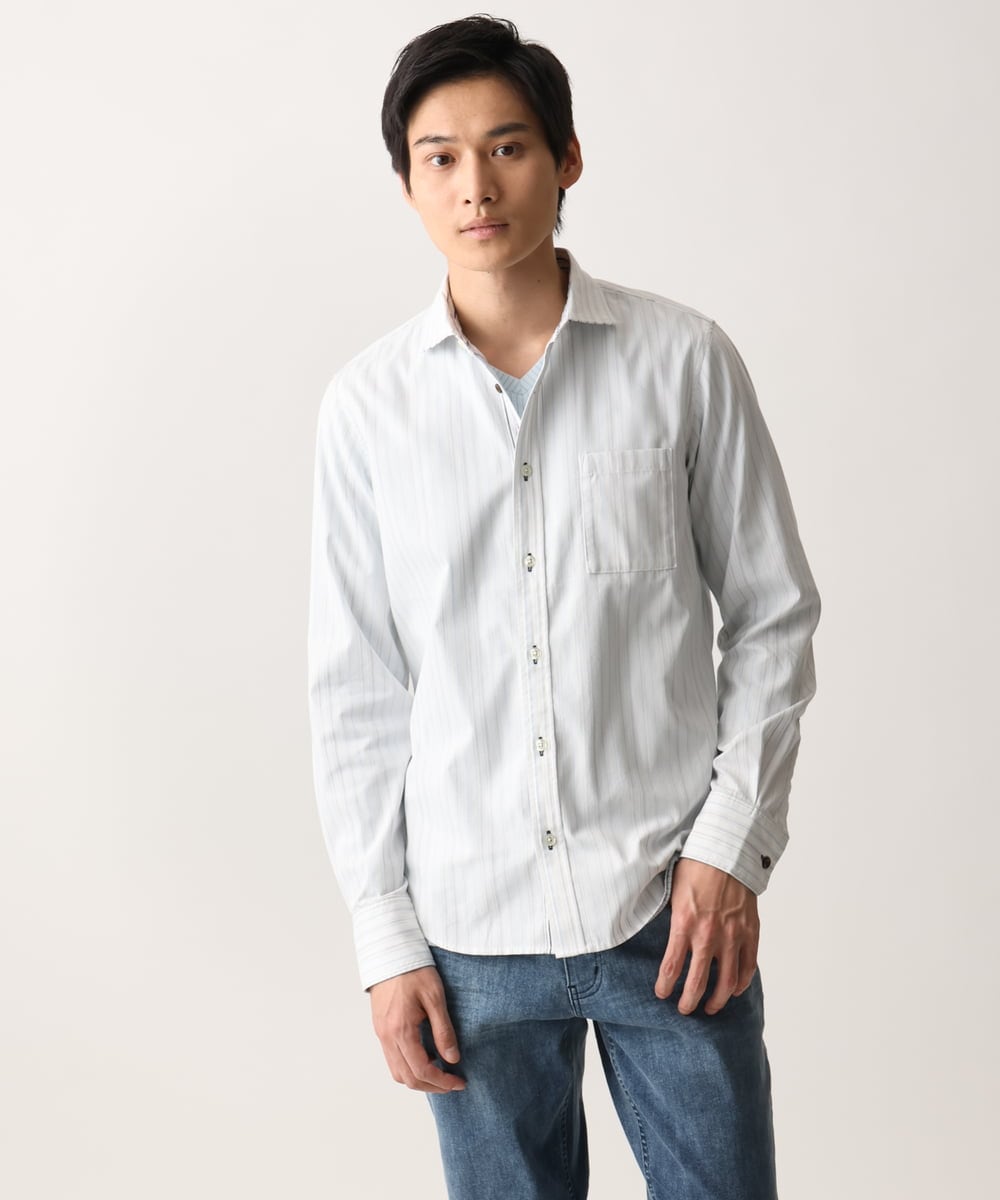 MKBAD53120 MK MICHEL KLEIN HOMME(MKミッシェルクランオム) 【洗える／日本製生地】ドビーリバーシブルシャツ ホワイト