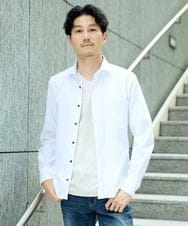 MKBAD60130 MK MICHEL KLEIN HOMME(MKミッシェルクランオム) 【ビジ／カジ対応／ストレッチ】ホワイトドビーシャツ ホワイト