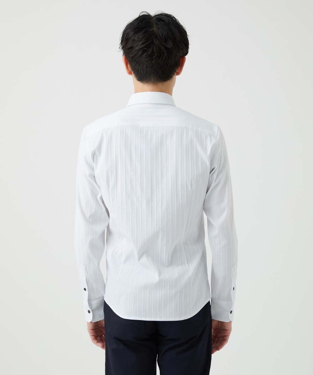 MKBAD60130 MK MICHEL KLEIN HOMME(MKミッシェルクランオム) 【ビジ／カジ対応／ストレッチ】ホワイトドビーシャツ ホワイト