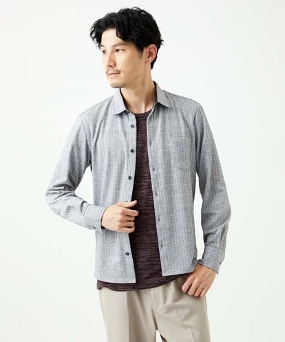 MKBAF19090 MK MICHEL KLEIN HOMME 【快適ストレッチ】オニキスストライプシャツ