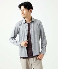 MKBAF19090 MK MICHEL KLEIN HOMME(MKミッシェルクランオム) 【洗える／ストレッチ】オニキスストライプ長袖シャツ グレー