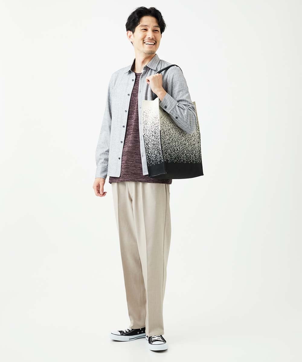 MKBAF19090 MK MICHEL KLEIN HOMME(MKミッシェルクランオム) 【洗える／ストレッチ】オニキスストライプ長袖シャツ グレー