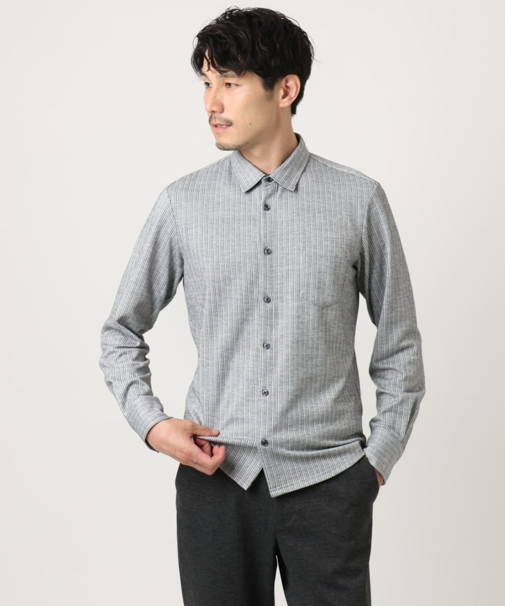 MKBAF19090 MK MICHEL KLEIN HOMME(MKミッシェルクランオム) オニキスストライプシャツ グレー