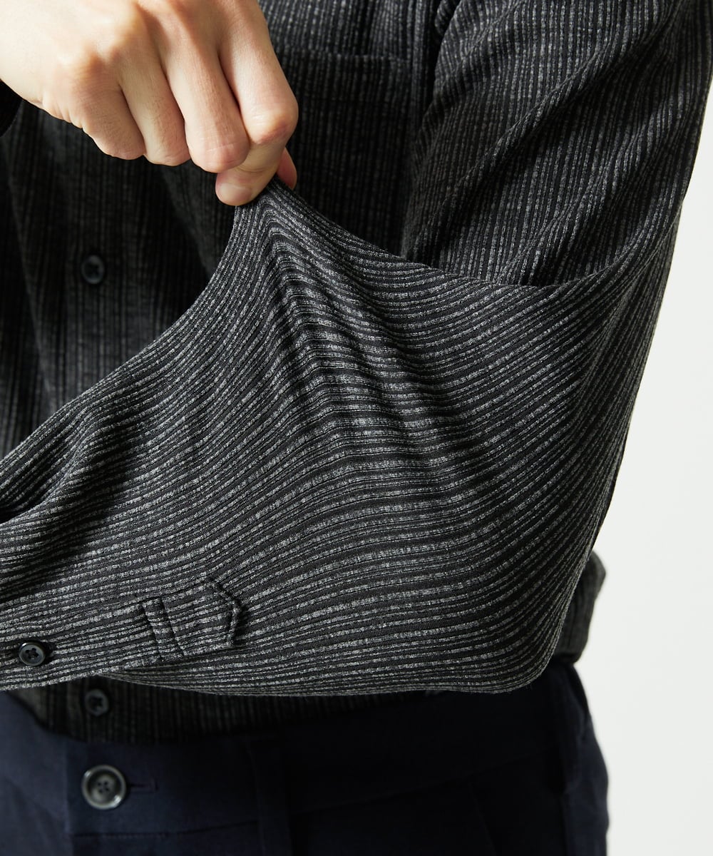 MKBAF19090 MK MICHEL KLEIN HOMME(MKミッシェルクランオム) オニキスストライプシャツ ブラック