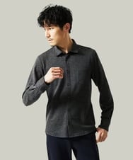 MKBAF19090 MK MICHEL KLEIN HOMME(MKミッシェルクランオム) 【洗える/ストレッチ】オニキスストライプ長袖シャツ ブラック